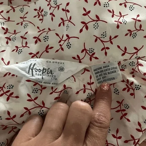 Vintage 1970s floral long sleeve button down blouse pretty secretary medium - Picture 9 of 9